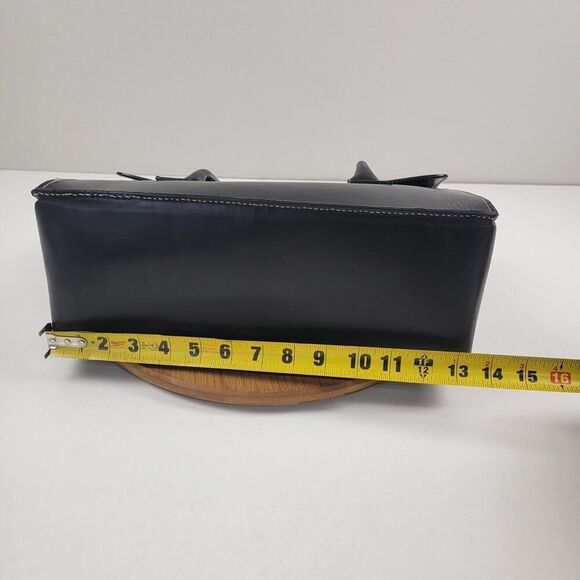 Lamberston Truex Boxcar Black Leather Handbag Bag Purse Italy - Picture 10 of 16